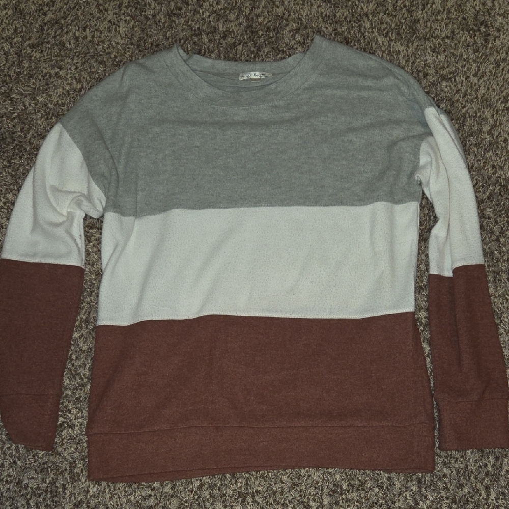Nine Britton Women's Colorblock Sweater - Gray, White, and Brown